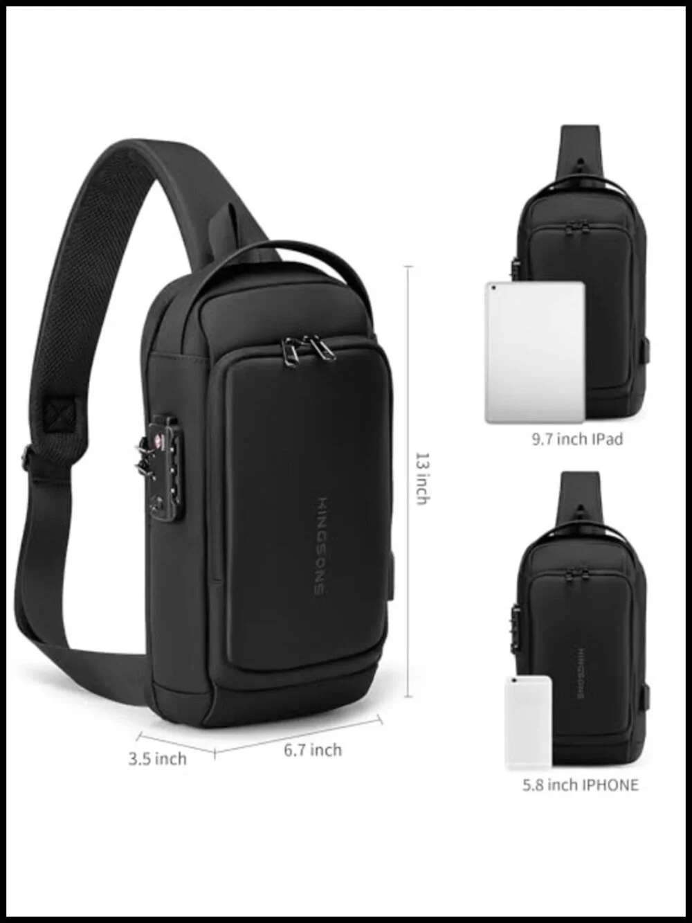 Waterproof Anti-Theft Sling Crossbody Backpack for Men Travel Daypack with TSA